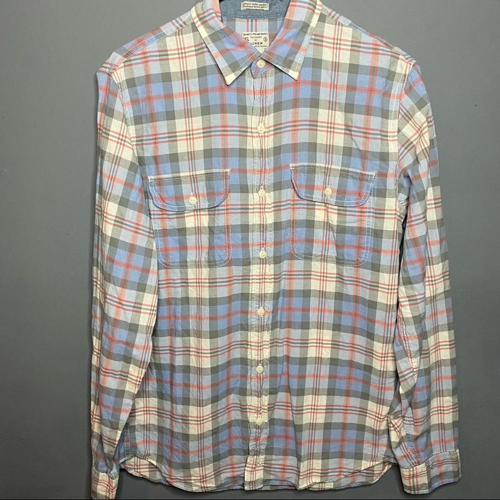 J. Crew Quality Woven Plaid Button Down Shirt Size S